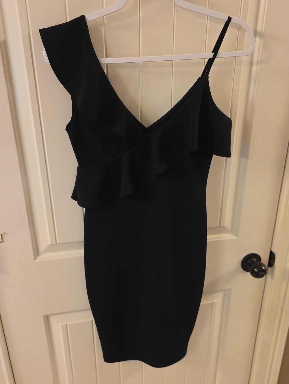 Windsor Black One-Shoulder Ruffle Bodycon Dress